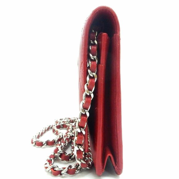 Chanel Matelasse Red Leather Chain Wallet - Picture 10 of 11